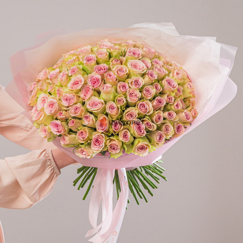 101 розовая роза 40 см